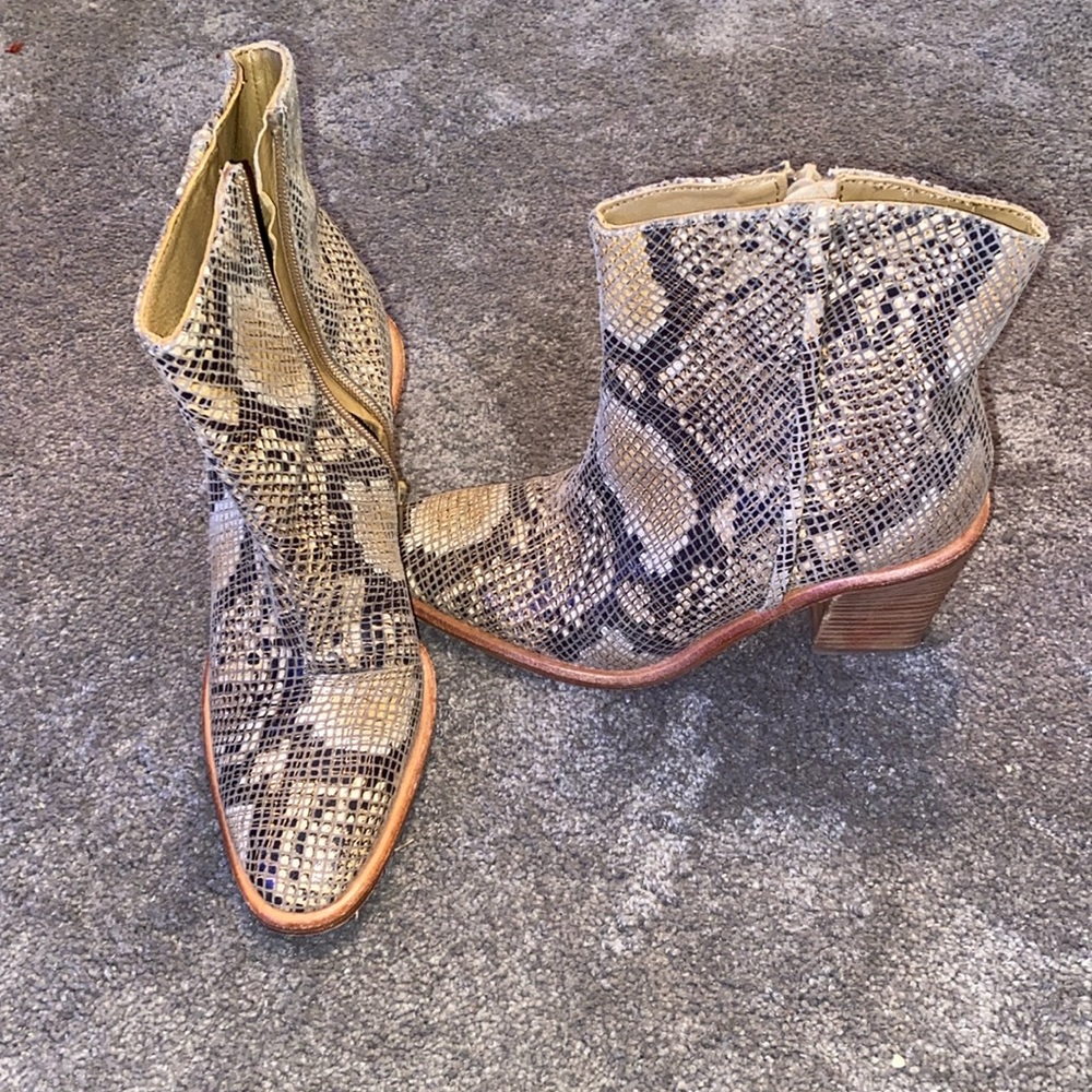 Free People Snakeskin Ankle Boots